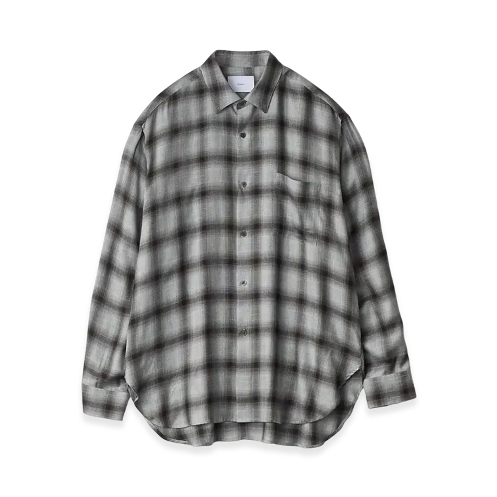 ssstein Rayon/Lyocell Check Oversized Down Pat Shirt "Black Ombre"