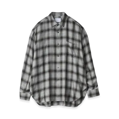 ssstein Rayon/Lyocell Check Oversized Down Pat Shirt "Black Ombre"