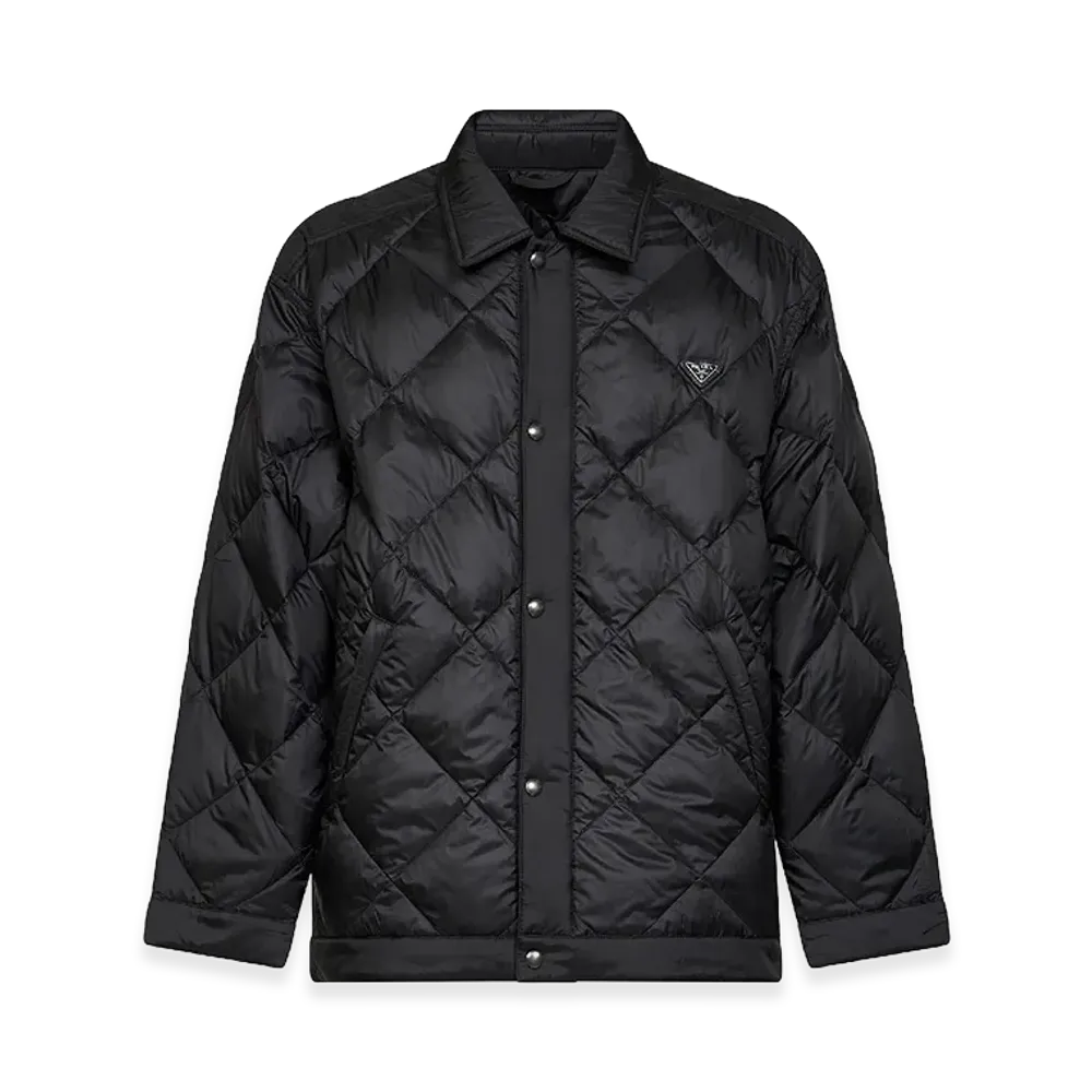 PRADA Quilted Down Jacket With Logo "Black"