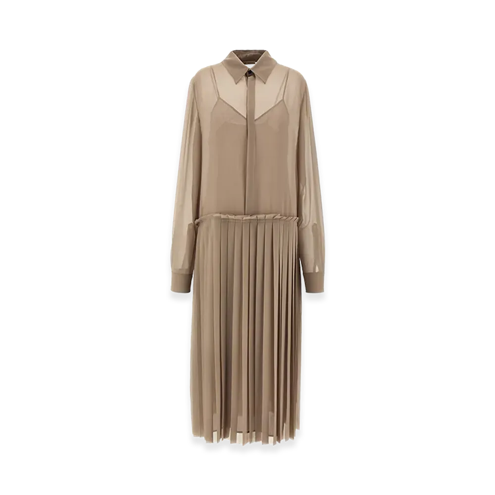 AMI PARIS Women's 'Pleated Midi' Dress "Beige"