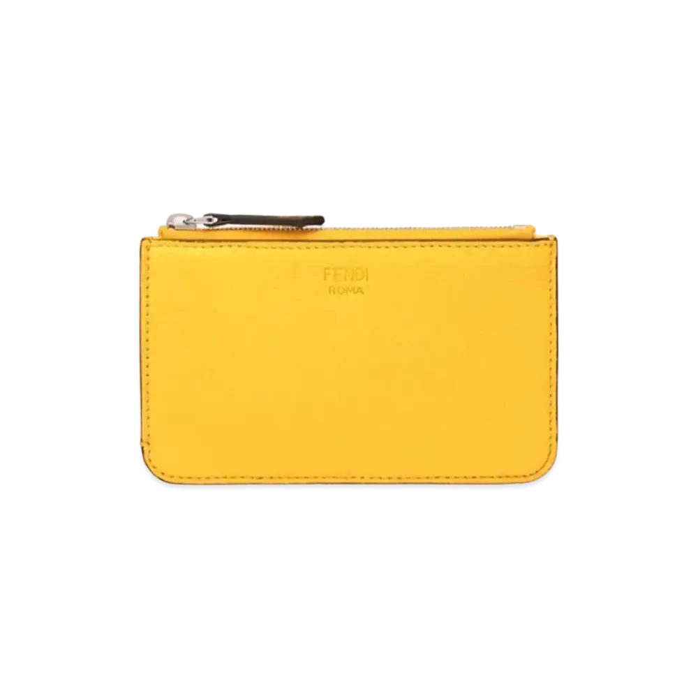FENDI Key Case Leather Slim Clutch "Yellow"