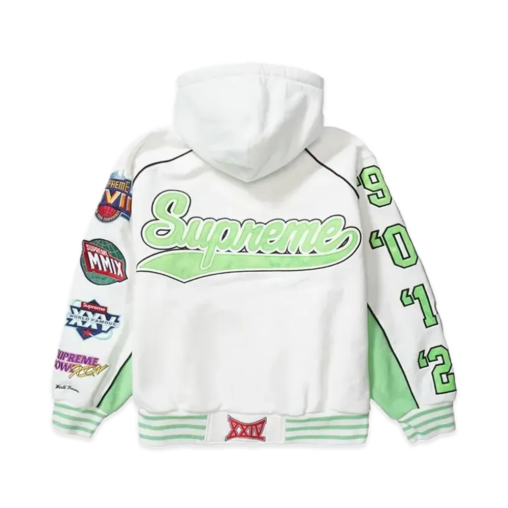 Supreme Playoffs Zip Up Hooded Sweatshirt "White"