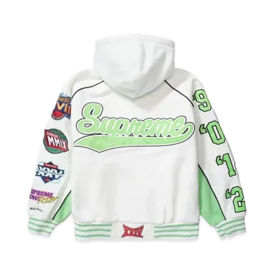 Supreme Playoffs Zip Up Hooded Sweatshirt "White"