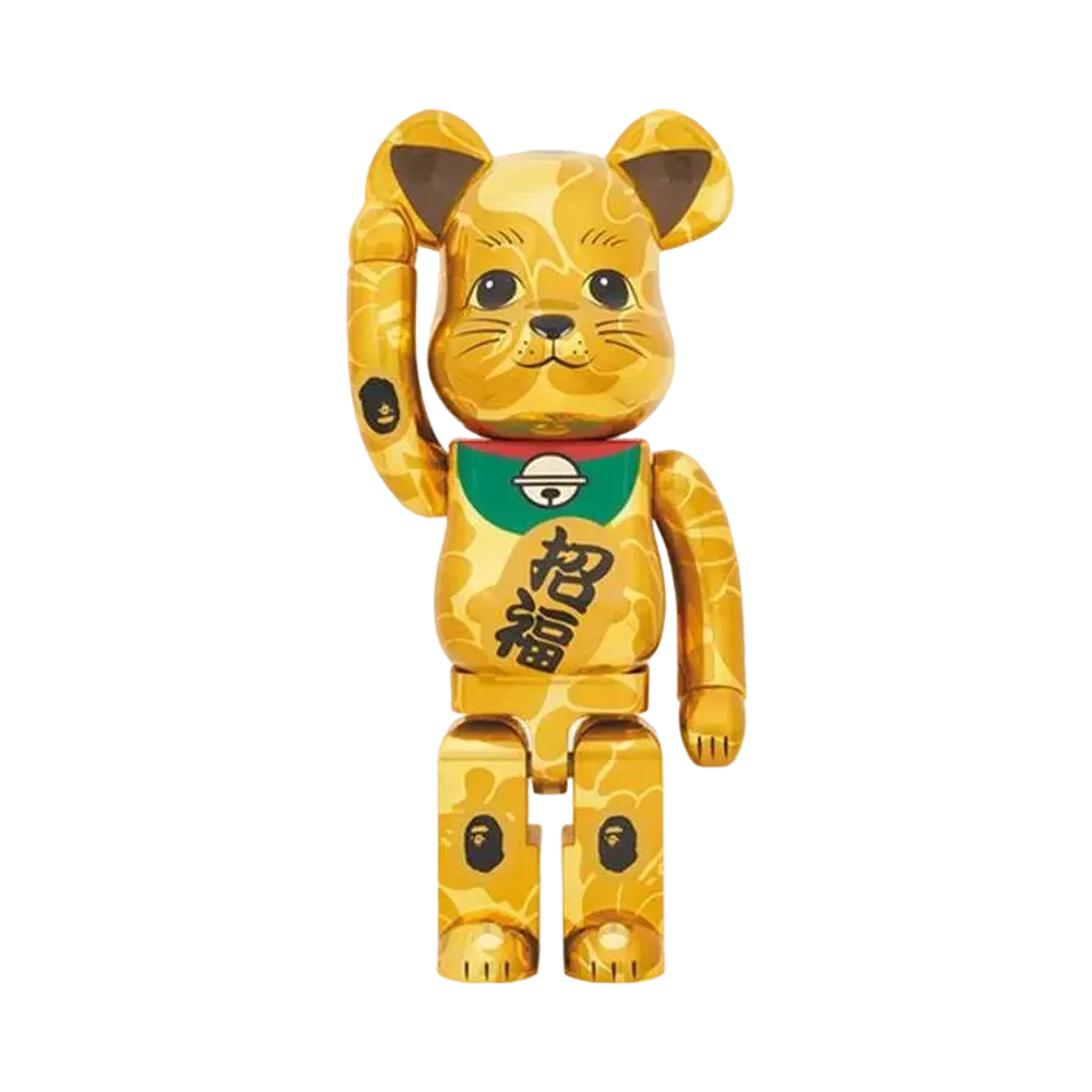 Bearbrick BAPE® Maneki Neko Gold Plate 1000%