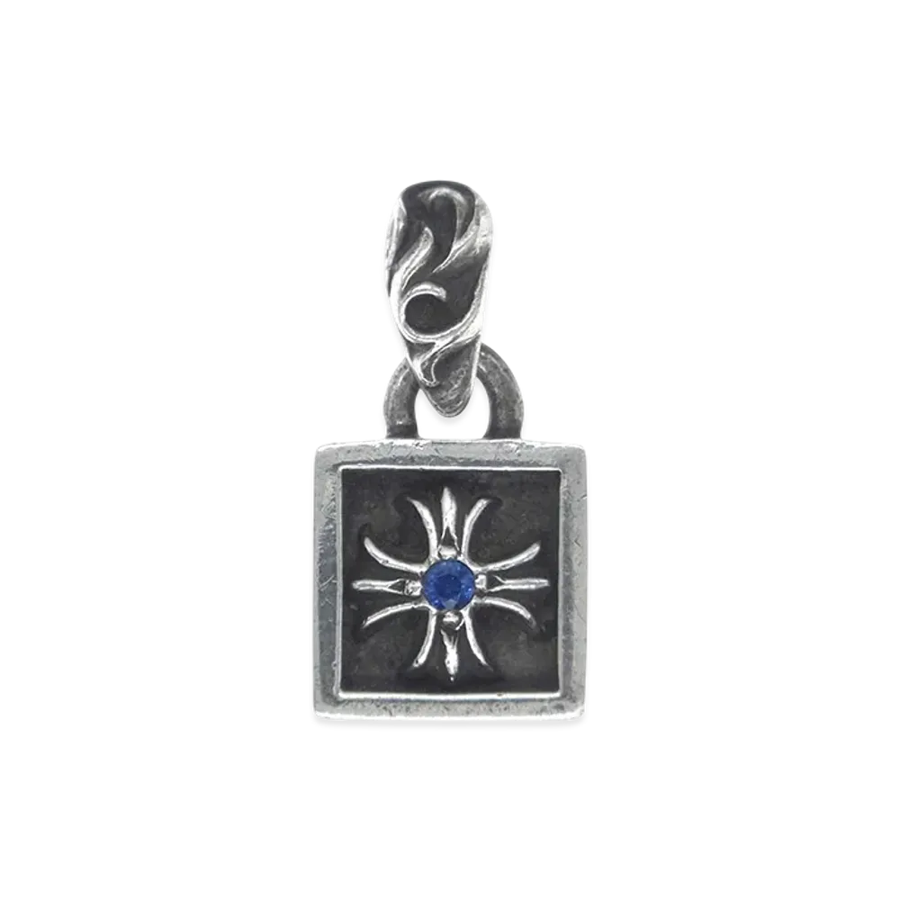Chrome Hearts Framed CH Plus Charm with 1 Sapphire "Silver"