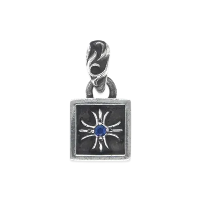 Chrome Hearts Framed CH Plus Charm with 1 Sapphire "Silver"