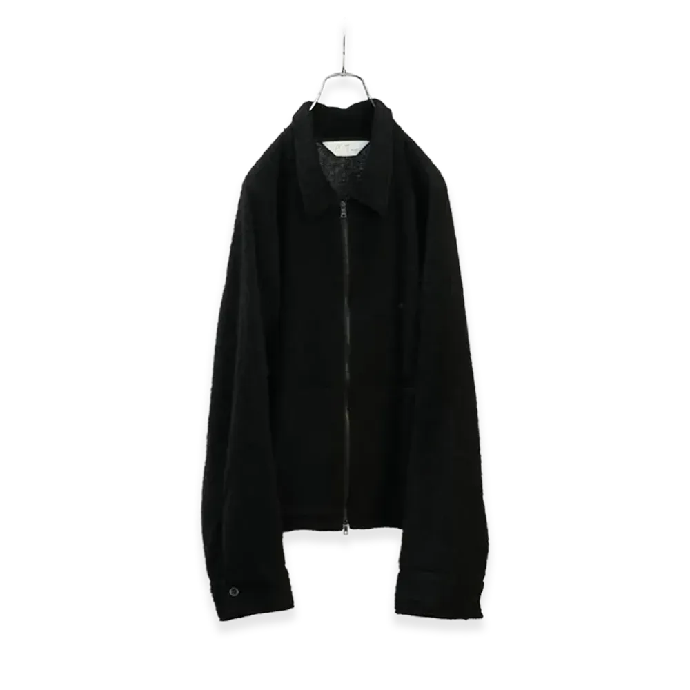 ANCELLM Shaggy Zip Up Shirt "Black"