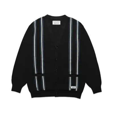 WACKO MARIA Striped Jacquard Knit Cardigan "Black"