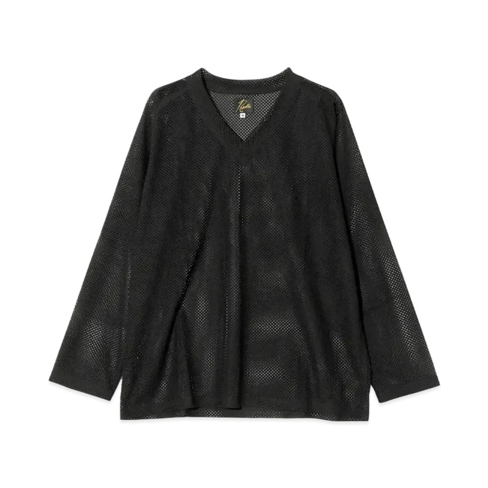 NEEDLES L/S V-Neck Tee - Raschel Lace "Black"