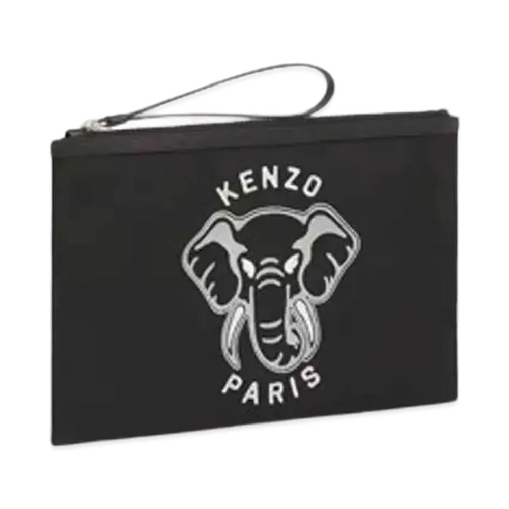KENZO 'VARSITY JUNGLE' Large Clutch "Black"