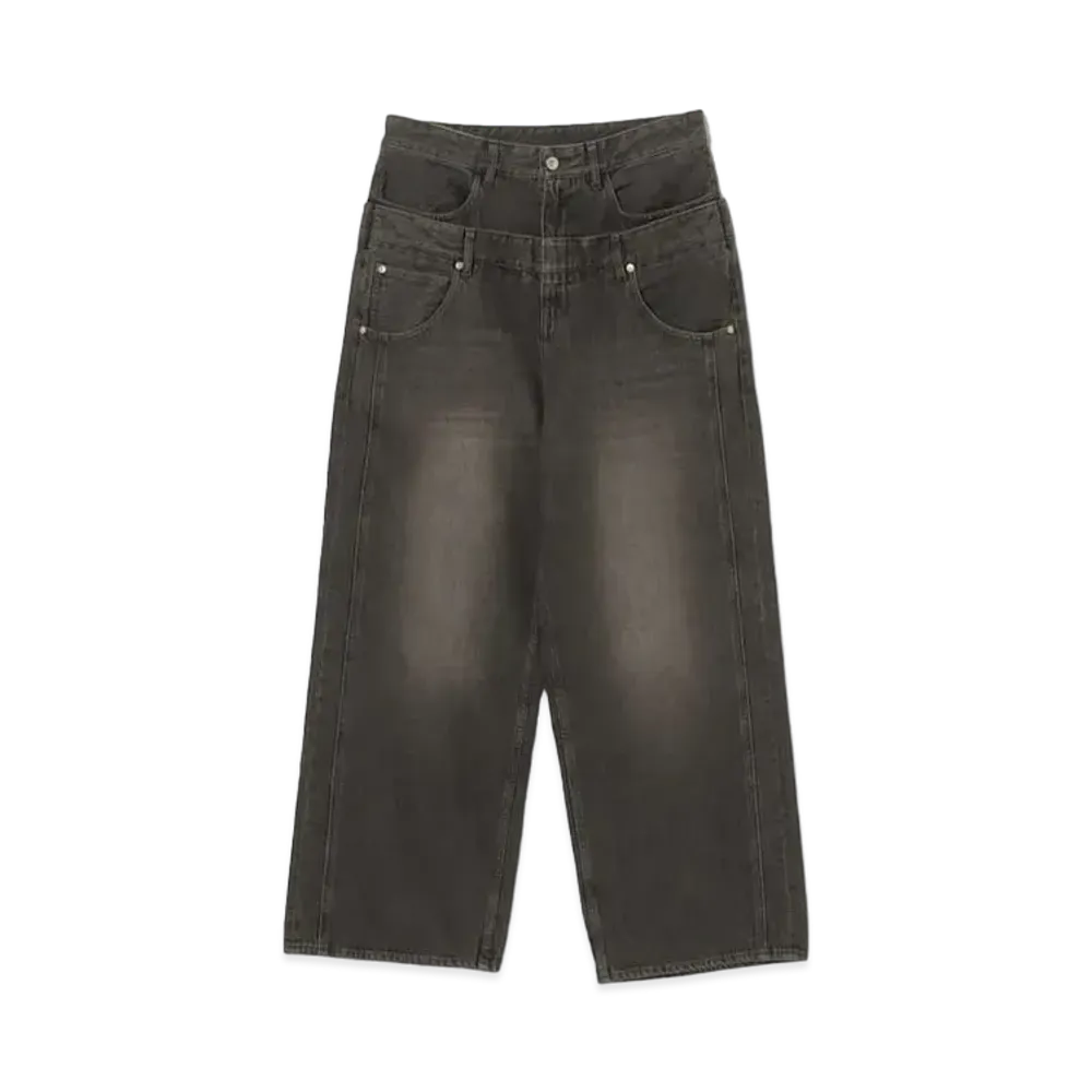 BEAMS FUTURE ARCHIVE Layered Baggy Denim "Fade Black"