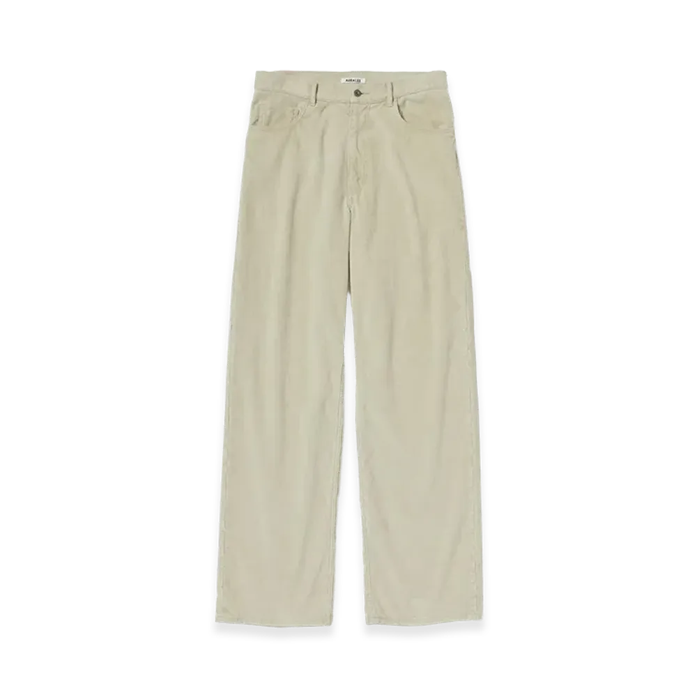 AURALEE Garment-Dyed Finx Corduroy 5P Wide Pants "White Khaki"