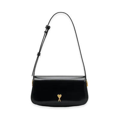 AMI PARIS Cow Leather Shoulder Paris Paris Bag "Black"