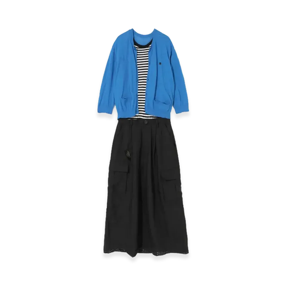 UNDERCOVER Cotton Linen Knit Custom Dress "Blue"