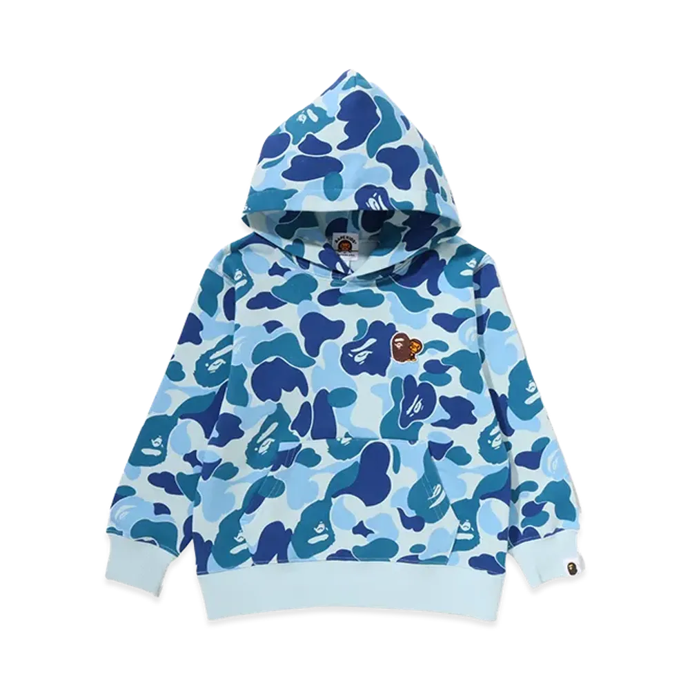 A BATHING APE Kids ABC Camo Ape & Milo One Point Pullover Hoodie "Blue"