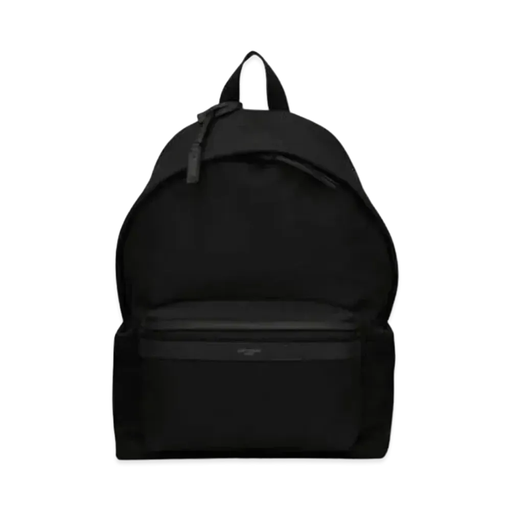 SAINT LAURENT City Backpack In Econyl, Smooth Leather And Nylon "Black"