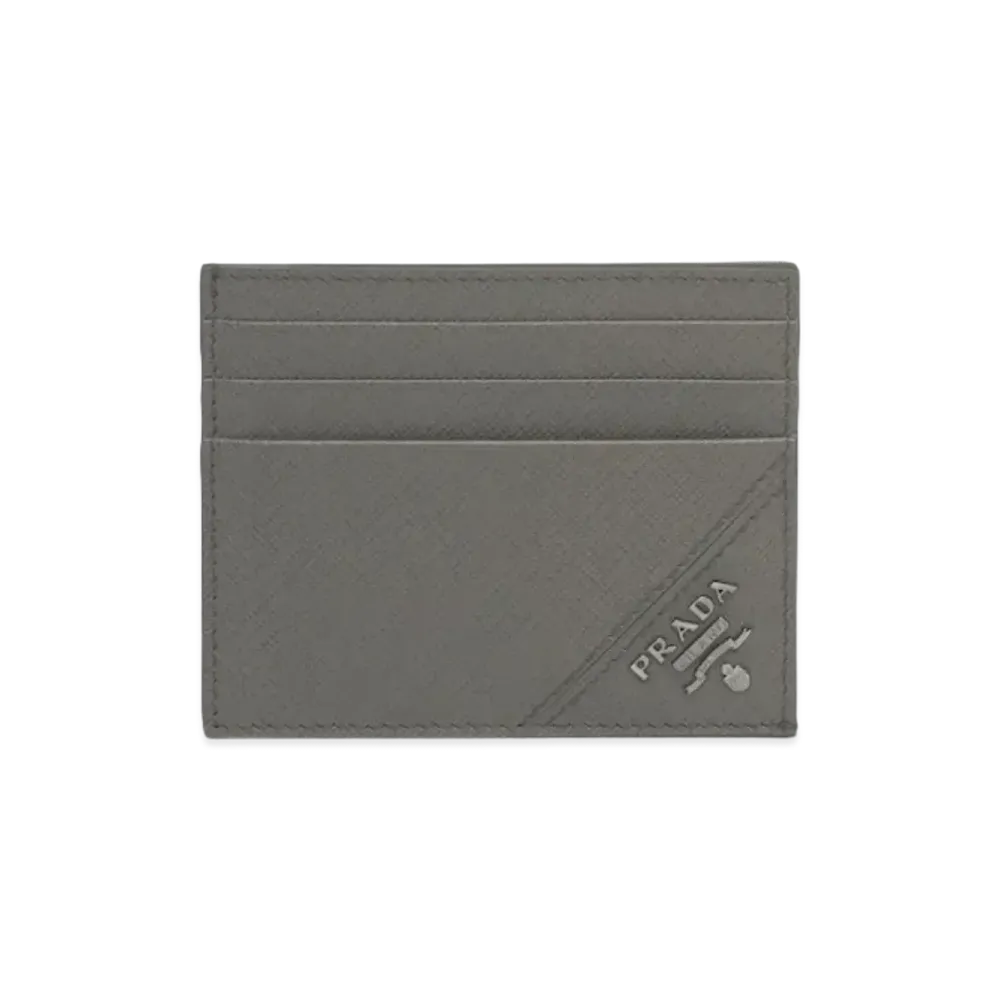 PRADA Saffiano Leather Card Holder "Marble Gray"