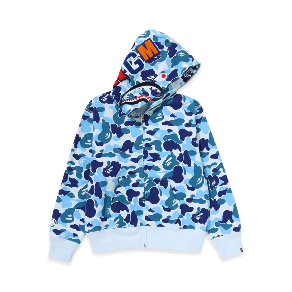 A BATHING APE Women's ABC Camo Shark Full Zip Hoodie "Blue"