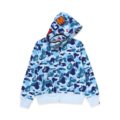 A BATHING APE Women's ABC Camo Shark Full Zip Hoodie "Blue"