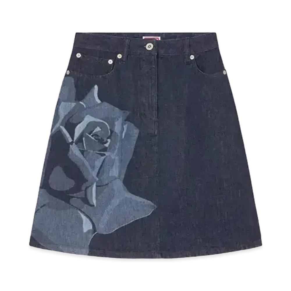 KENZO 'ROSE' Short Skirt "Rinse Blue Denim"