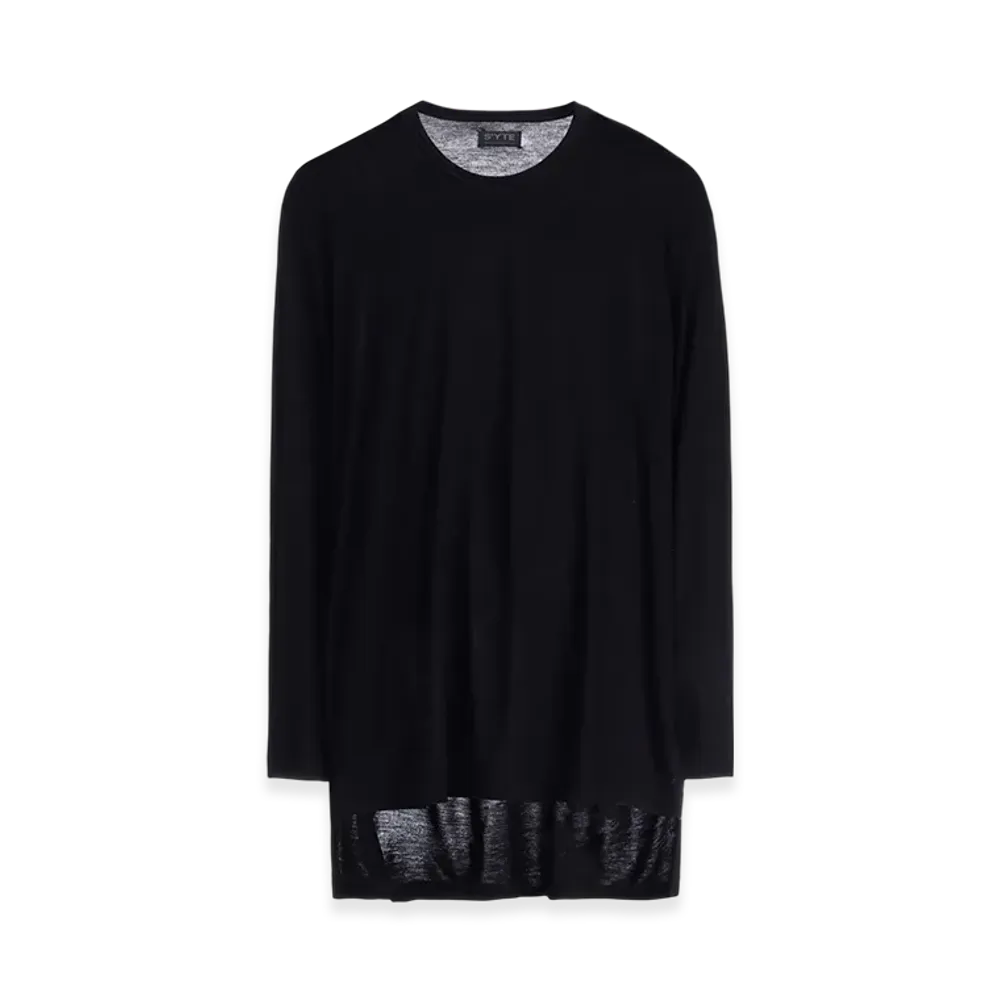 S'YTE Rayon Jersey Side Slit Long-Sleeved T-Shirt "Black"