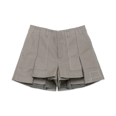 WTAPS x sacai Women's Cotton Back Satin Shorts "Taupe"