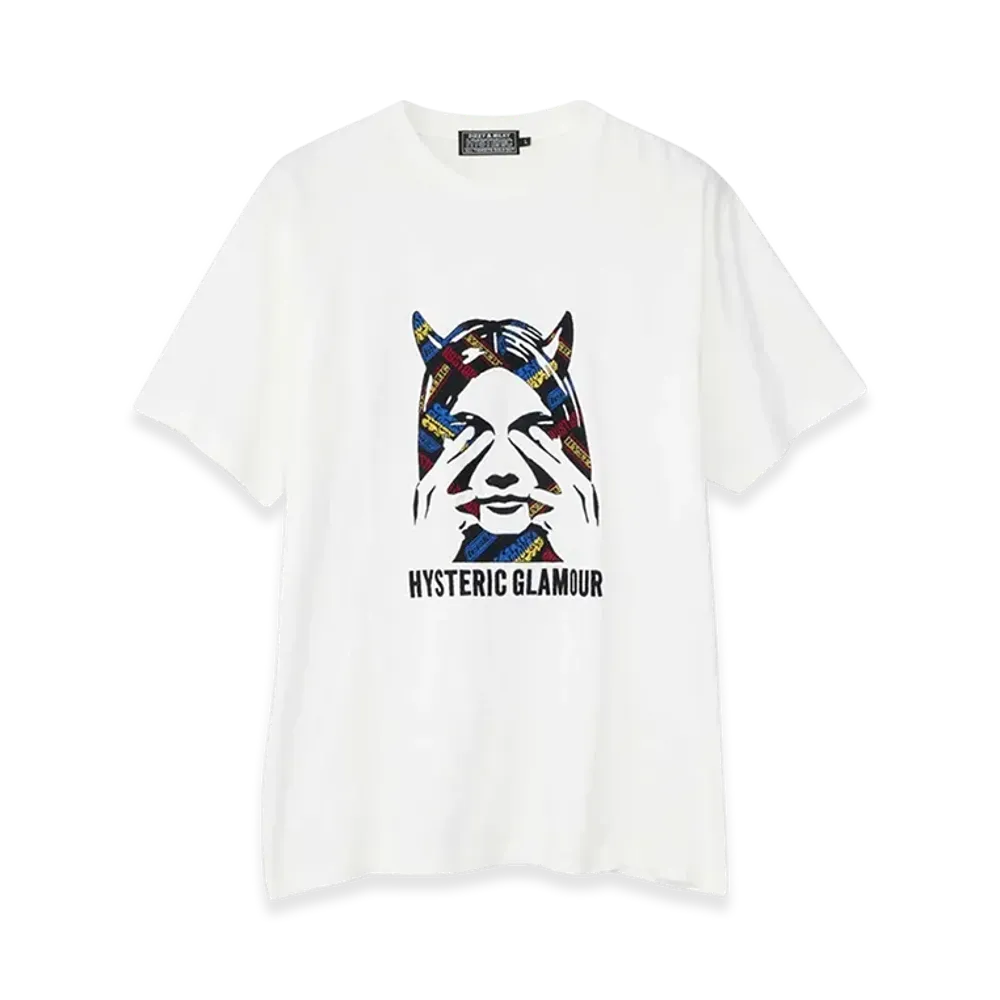 HYSTERIC GLAMOUR See No Evil Embroidered T-Shirt "White"