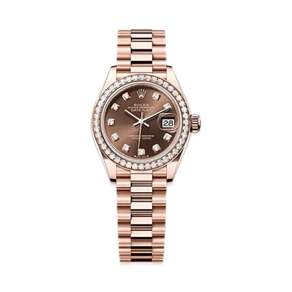 ROLEX Lady-Datejust 28mm Everose Gold Diamond 279135RBR "Chocolate"