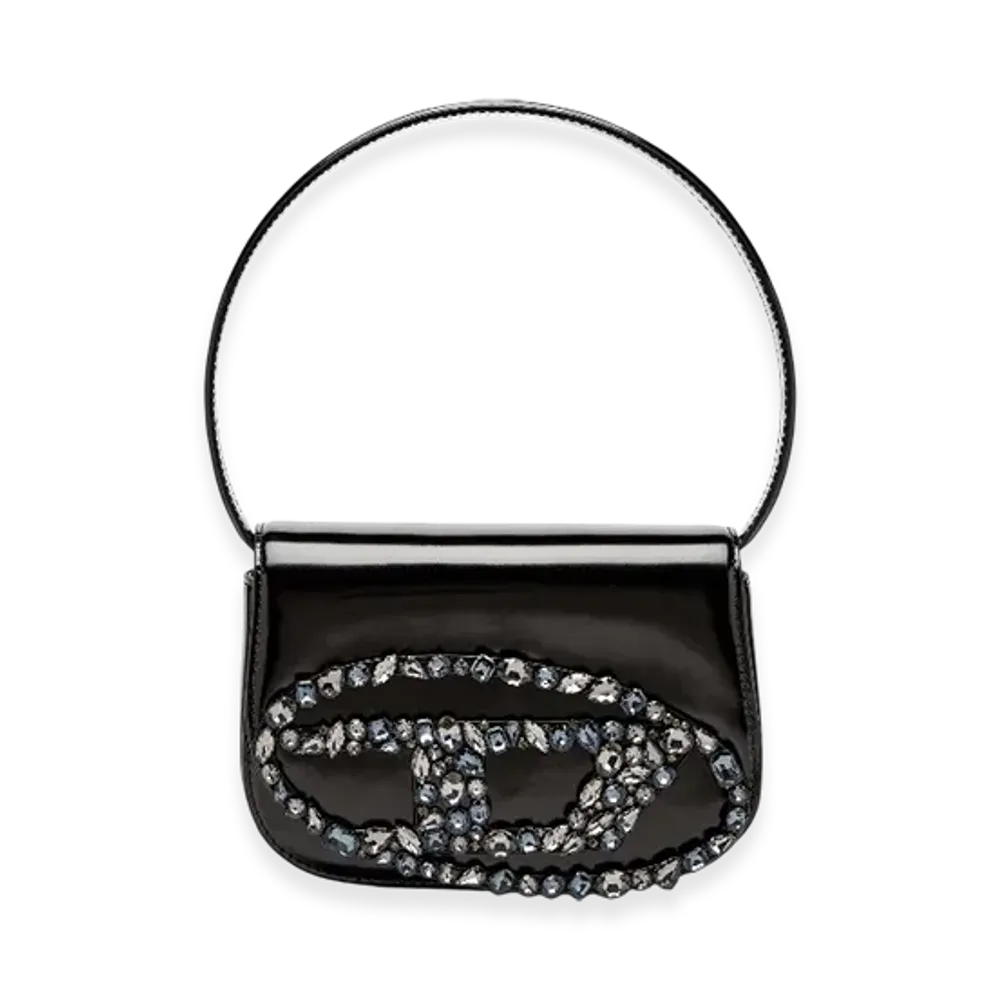 Diesel 1Dr 1Dr-Iconic Shoulder Bag In Mirror Leather "Black"