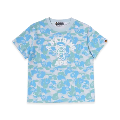 A BATHING APE Women's Baby Lisa ABC Camo College Mini Tee "Sax"