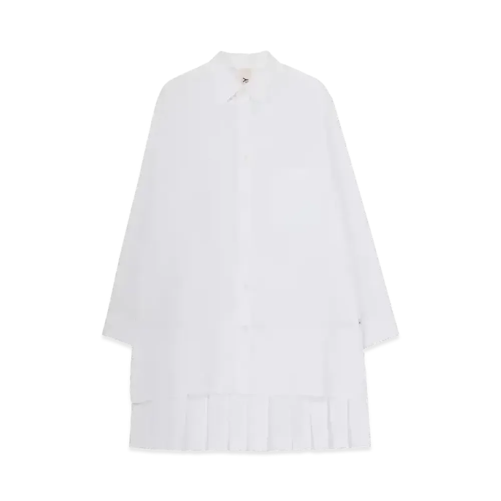 Ground Y Cotton Broad Back Hem Pleated Shirt "White"