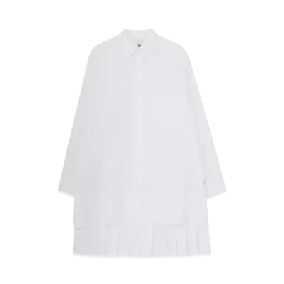 Ground Y Cotton Broad Back Hem Pleated Shirt "White"