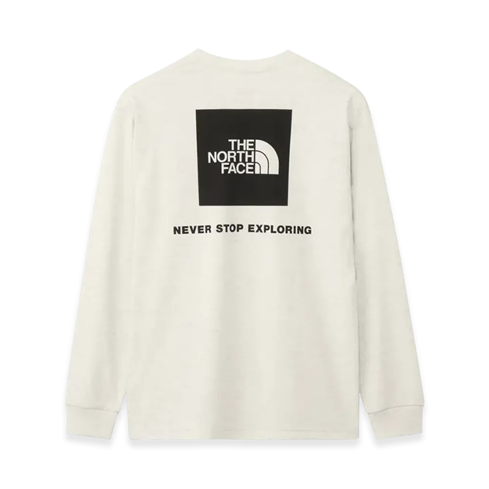 The North Face L/S Back Square Logo Tee "White/Gray"