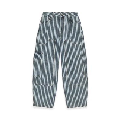 GANNI Blue Striped Carpenter Jeans "Soft Chamber"