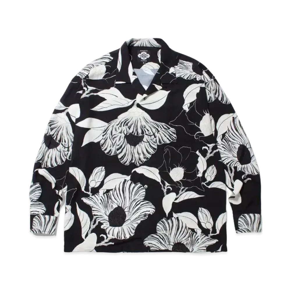 APHRODITEGANG Gakkin x Budspool Mawaribana L/S Hawaiian Shirt "Black"