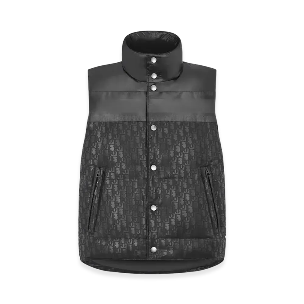 Dior Women's Dioralps Sleeveless Down Jacket Quilted Dior Oblique Technical Fabric "Black"