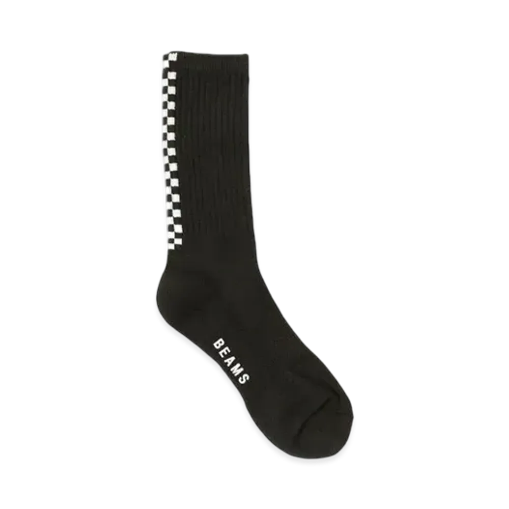 BEAMS Check Line Socks "Black"