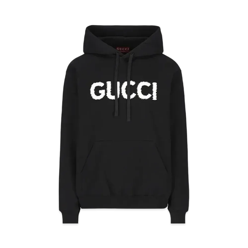 Gucci Embroidered Logo Hoodie "Black"