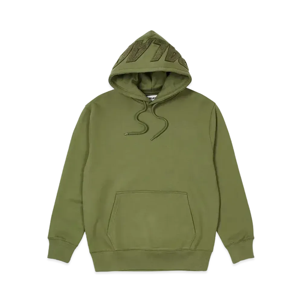 PALACE Spell Out Chenille Hood "Olive"