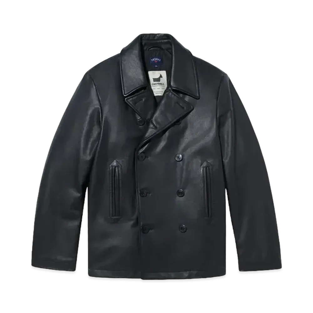 Noah Insulated Leather Peacoat "Black"