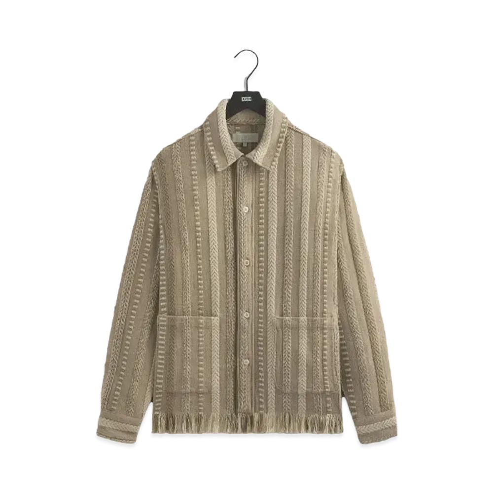 Kith Mixed Stripe Tweed Boxy Collared Overshirt "Creme"