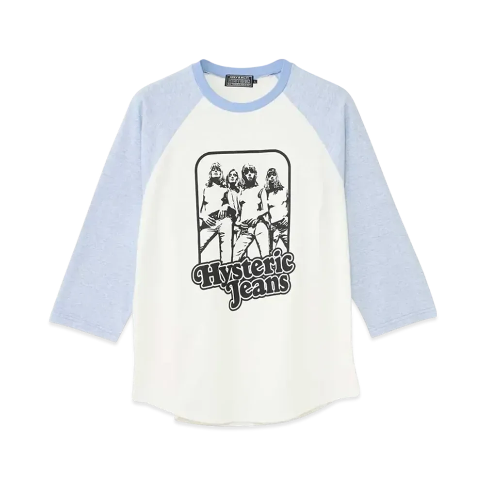 HYSTERIC GLAMOUR Hysteric Jeans 3/4 Sleeve T-Shirt "Blue"