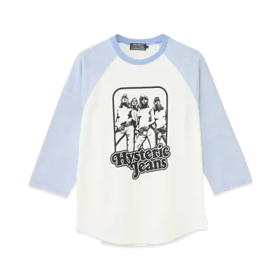 HYSTERIC GLAMOUR Hysteric Jeans 3/4 Sleeve T-Shirt "Blue"