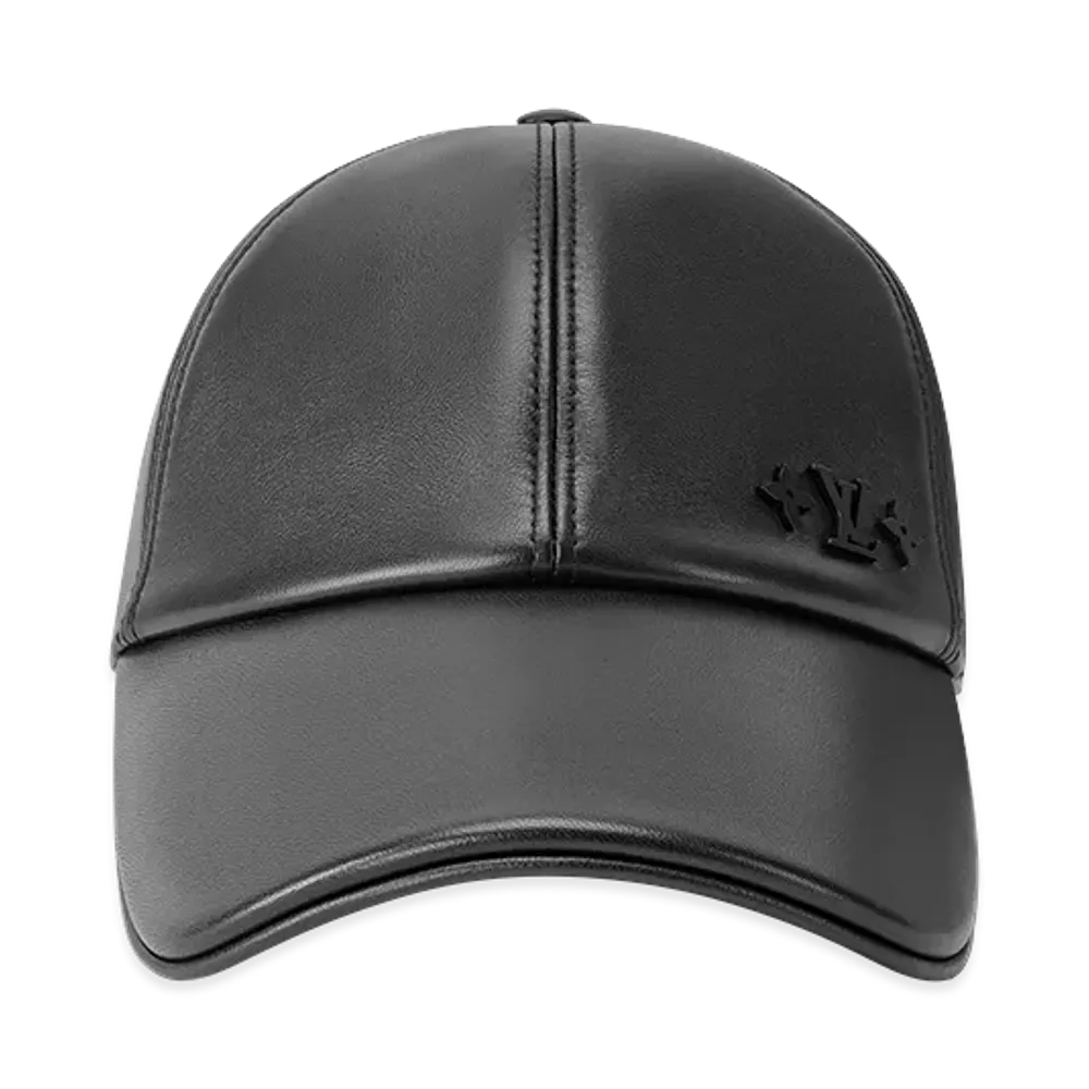 Louis Vuitton Leather Cap LV Medallion "Black"