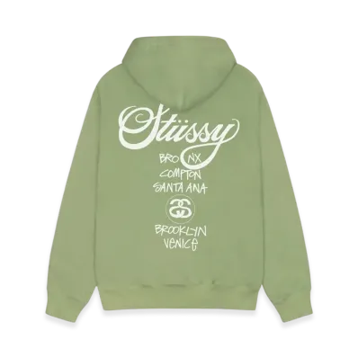 Stussy World Tour Zip Hoodie 2023 "Moss"