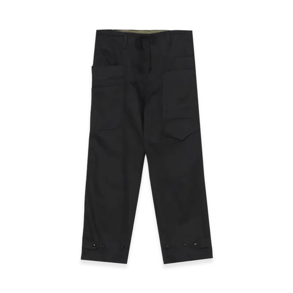 WILDSIDE YOHJI YAMAMOTO Cotton Chino Asymmetry Pocket Drawstring Pants "Black"