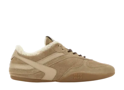 MIU MIU Women's Beige Suede Sneakers "Beige"
