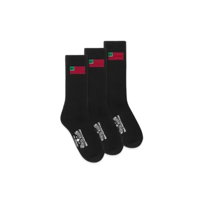DENIM TEARS 1619 Pan African American Flag 3-Pack Socks "Black"