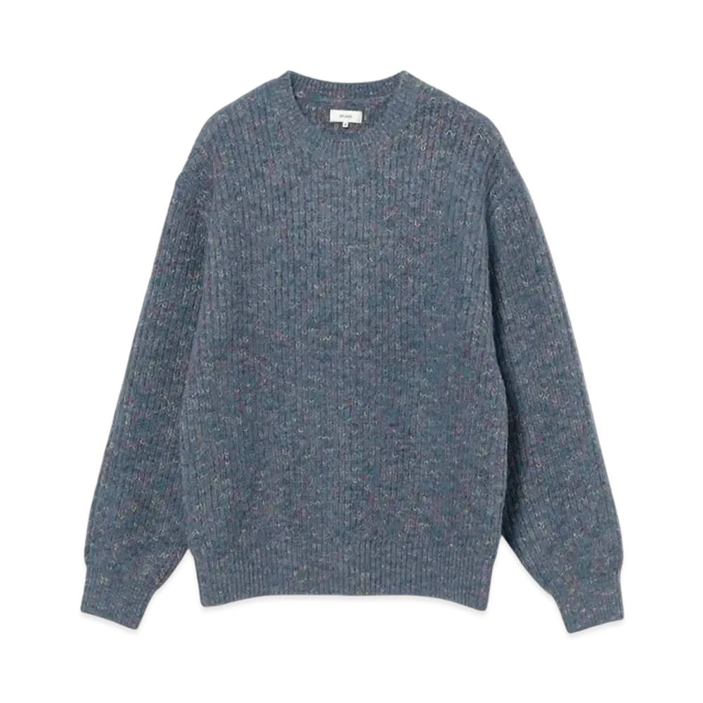BEAMS 5 Gauge Shaggy Crew Neck Knit "Blue"
