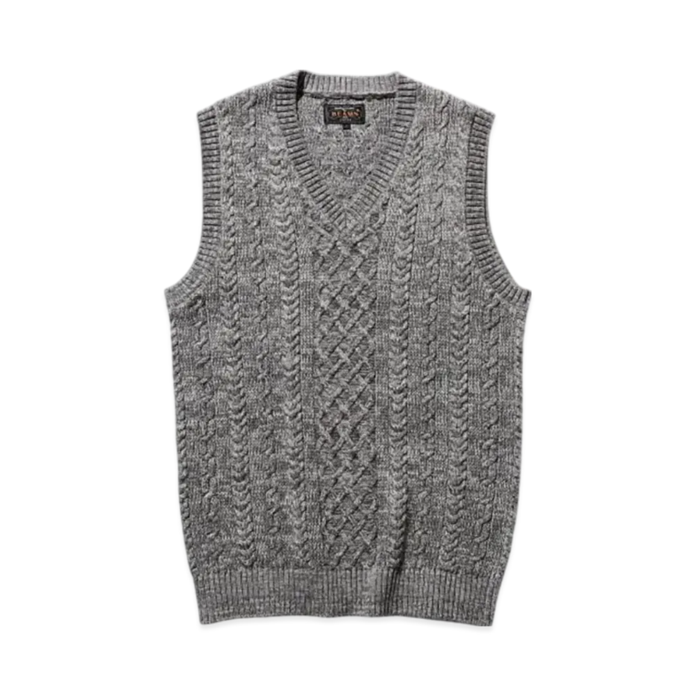 BEAMS Alan Pattern Vest Cotton Cashmere "Gray"